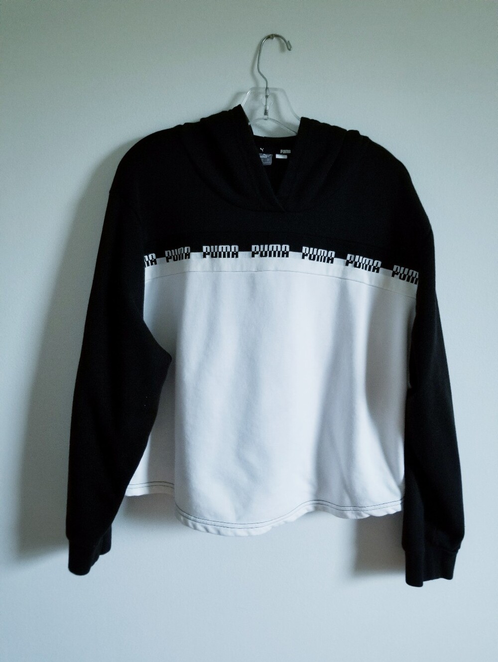 Puma Black & White Colorblock Hoodie Sweater